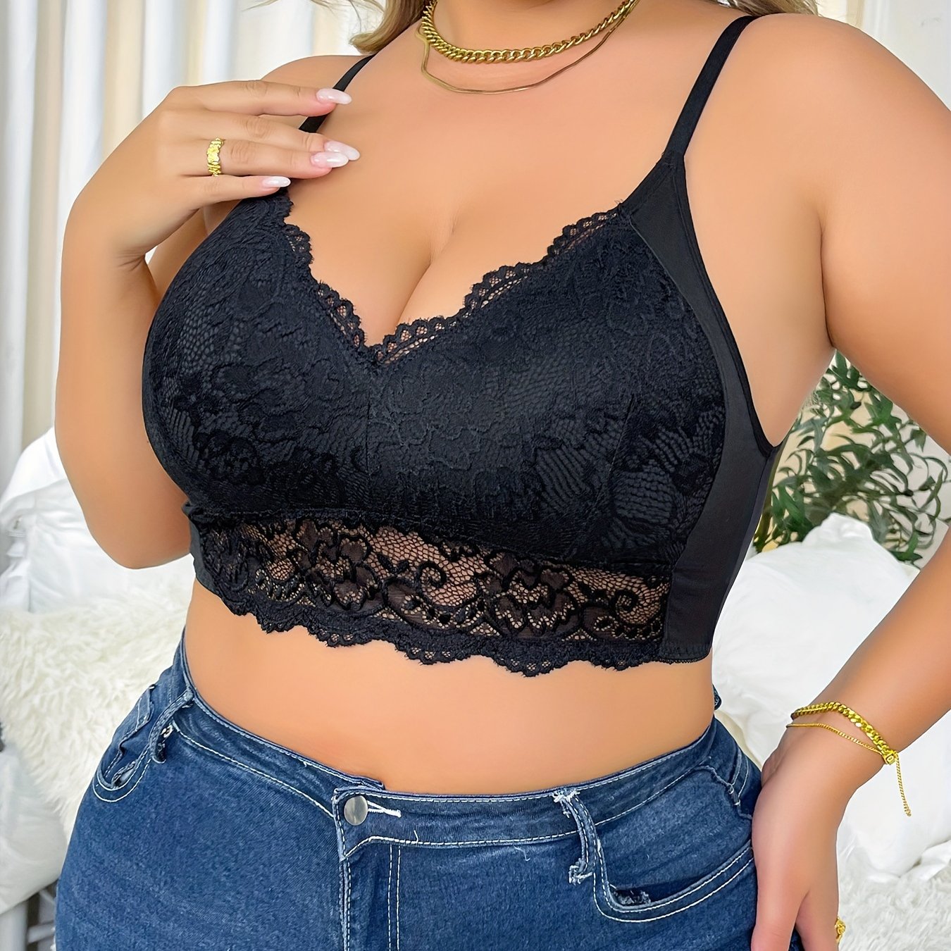 Lace Longline Bralet Sexy Medium Stretch