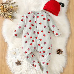 2pcs Baby Girls Ladybug Romper & Hat Set