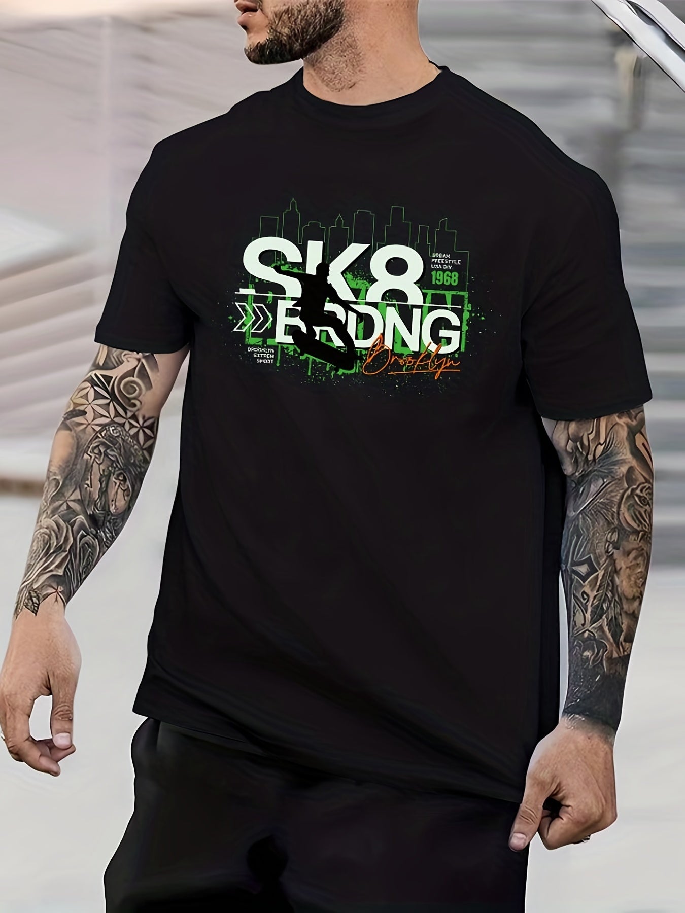 Skater Boy California Print Men's Graphic Crew Neck T-shirt