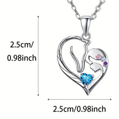 Girl's Girly Horse Heart Zircon Pendant Necklace, Perfect Gift