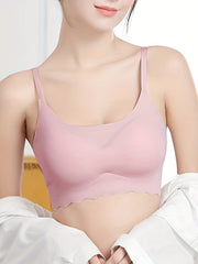 3pcs Wireless Push Up Bras Scallop Trim Intimates Lingerie