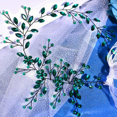 Vintage Emerald Green Bridal Headband with Sparkling Accents