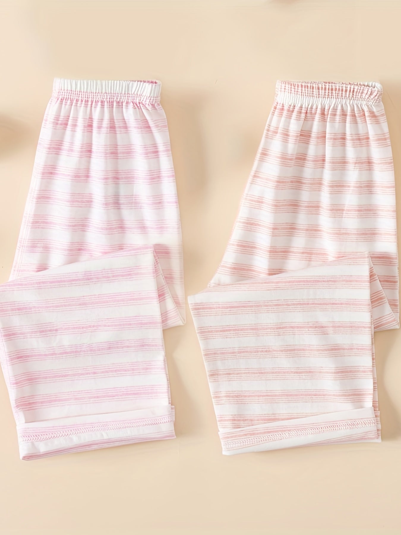 Girls Stripe Print Elastic Waist Trousers Loungewear