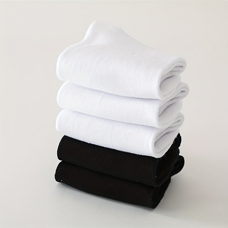 6 Pairs Women's Crew Short Socks Solid Color Comfy & Breathable