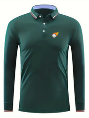 Burning Baseball Pattern Men's Casual Long Sleeve Shirt