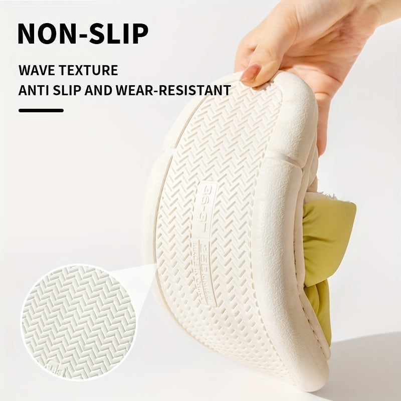 Colorblock Quilted Slippers Slip On Waterproof Home