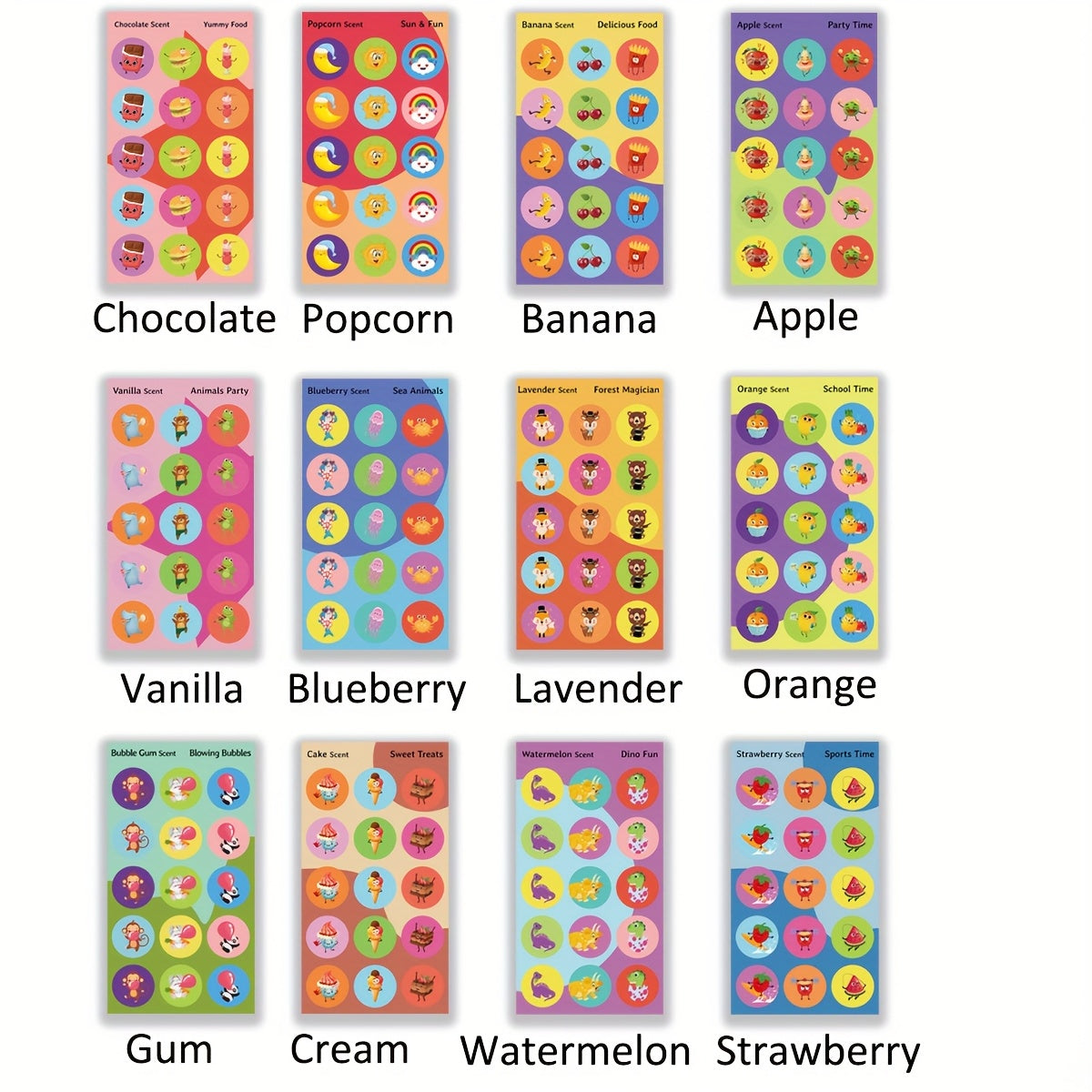 36pcs Scented Reward Stickers - 12 Fruity Scents - Christmas & Party Decoration