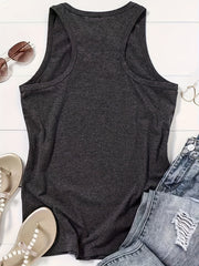Plant Print Tank Top Crew Neck Summer Sleeveless Top