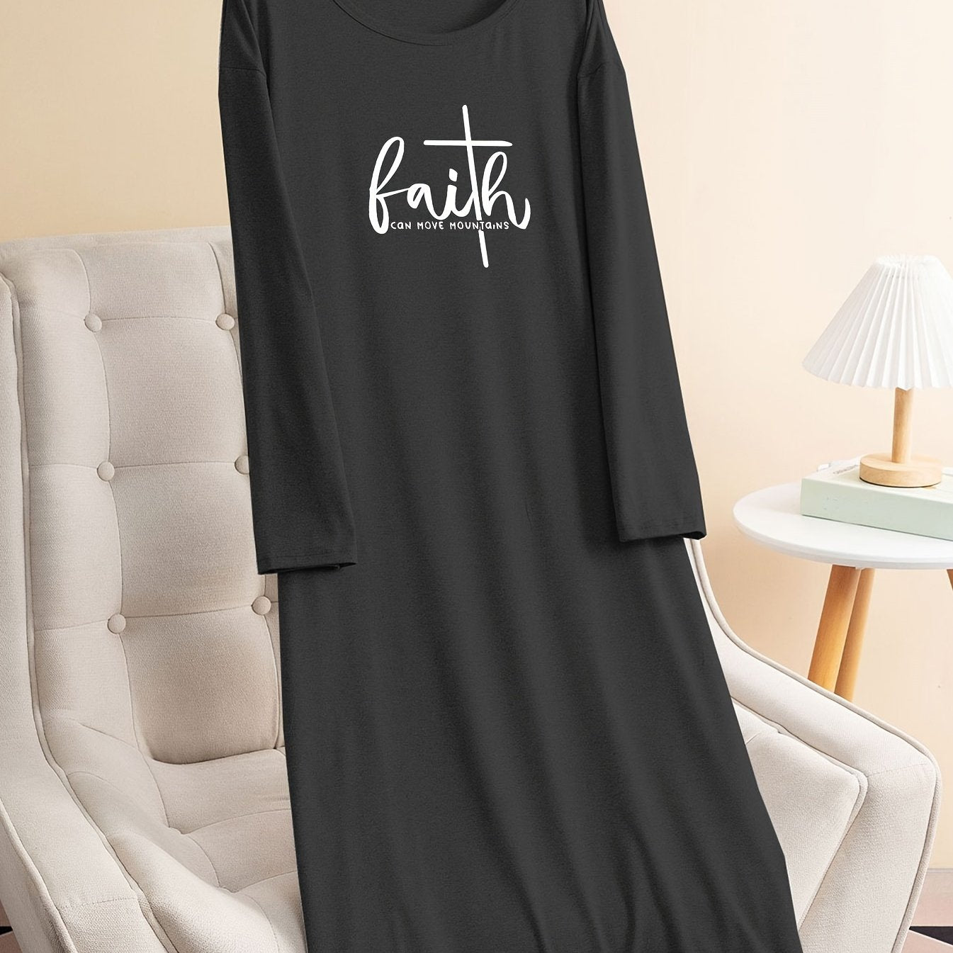 Lounge Dress Women's Plus Cross Letter Print Long Sleeve