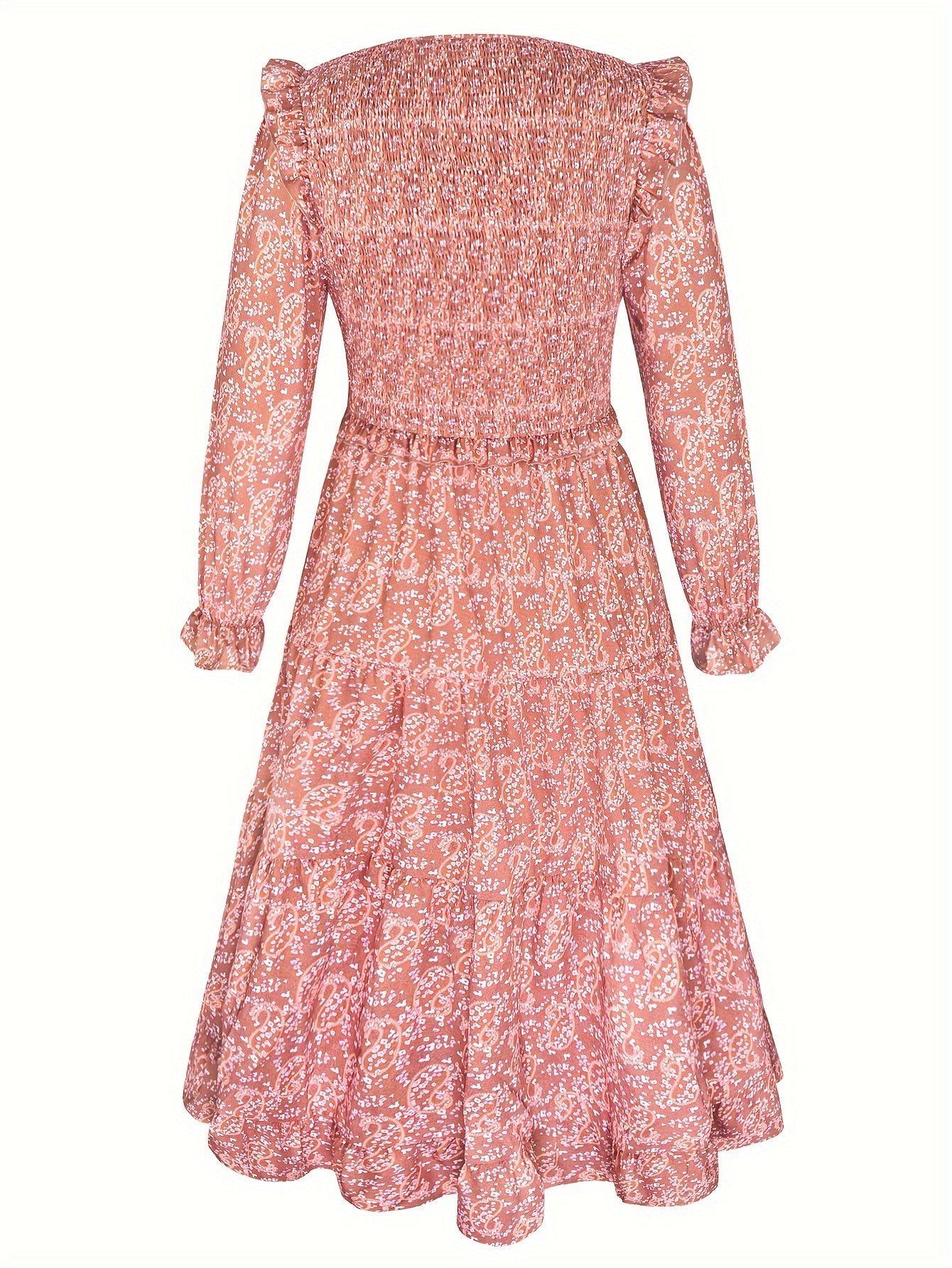 Women's Plus Floral Print Ruffle Trim V Neck Maxi Dress