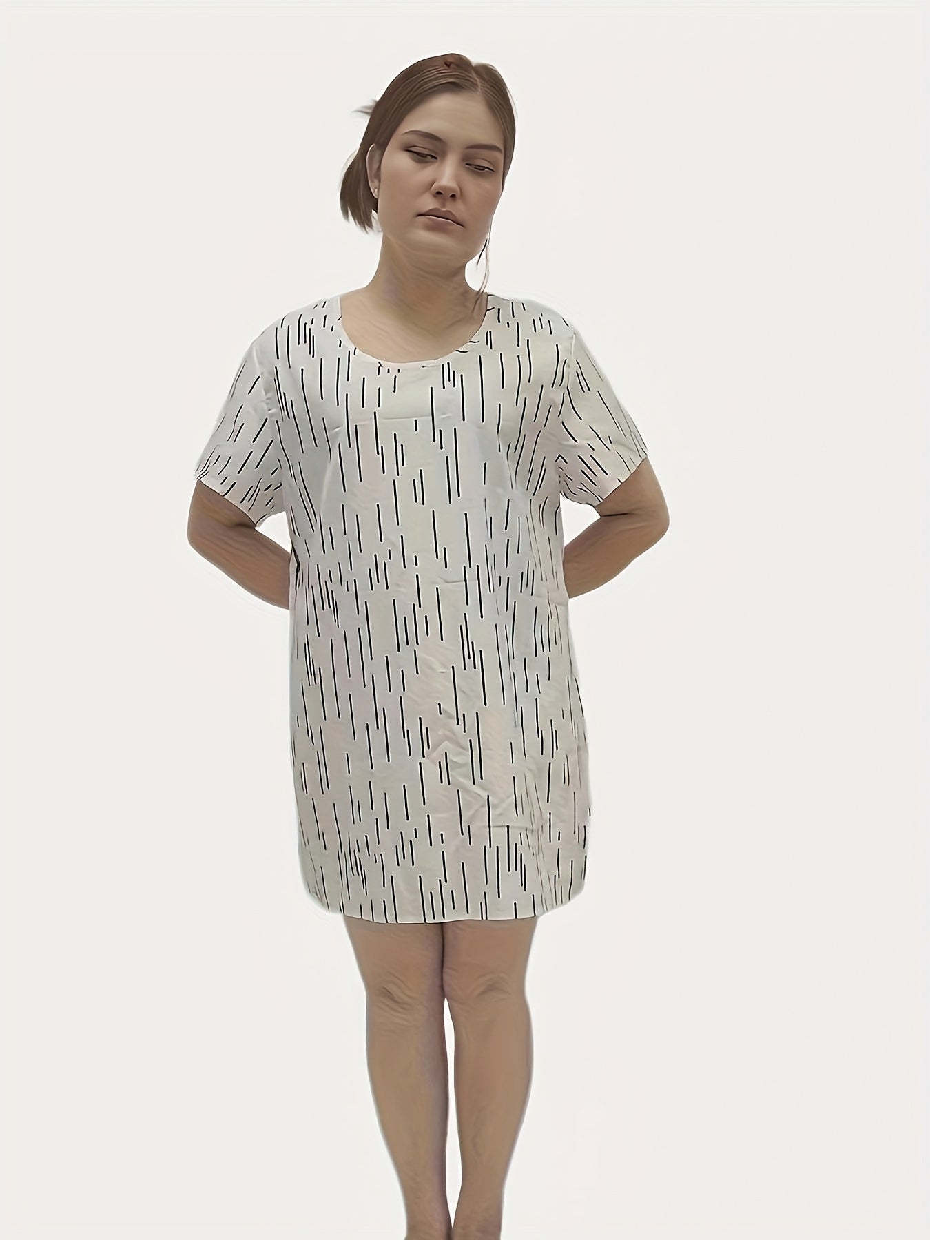 Stripe Print Short Sleeve Sleep Dress