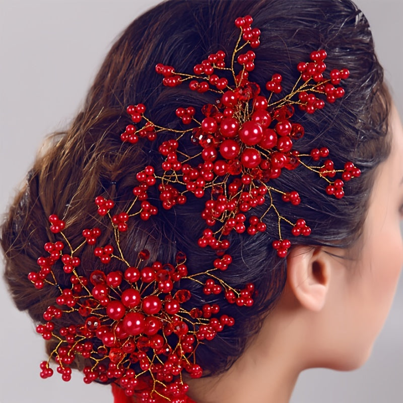 Bridal Wedding Hairpin Rhinestone Faux Pearl Hair Comb Accessories
