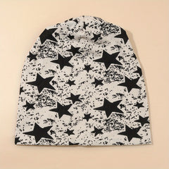 Star Print Hip Hop Beanies Goth Unisex Elastic Skull Cap Vintage