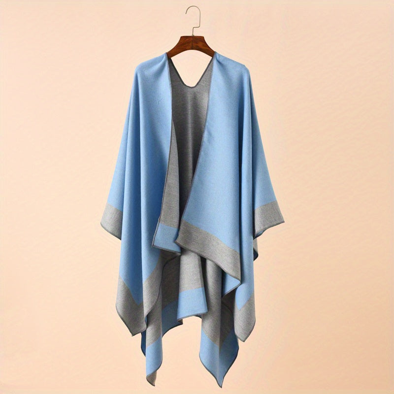 Cashmere Shawl Solid Warm Blanket Open Front Poncho Cape Casual Outdoor Shawl