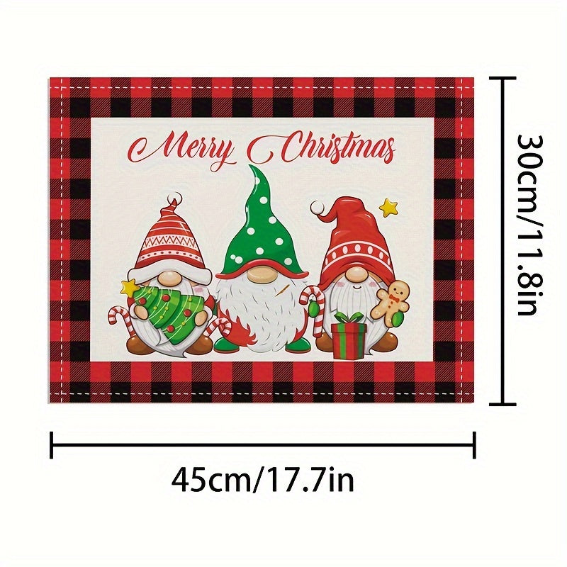 6pcs Christmas Printed Table Mat Home Table Tablecloth