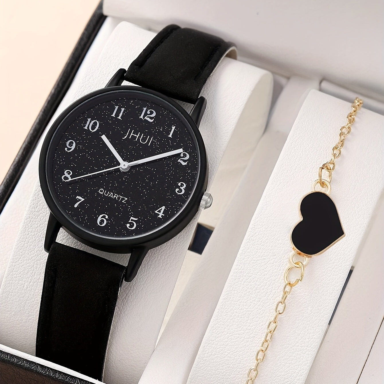 Kids Quartz Watch & Heart Bracelet Gift Set