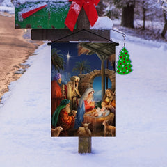Nativity Scene Garden Flag Epiphany Holy Night Birth Of Jesus Winter Holiday