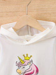 Girls' Unicorn Crown Hoodie Sweatshirt Top Long Sleeve Pullover