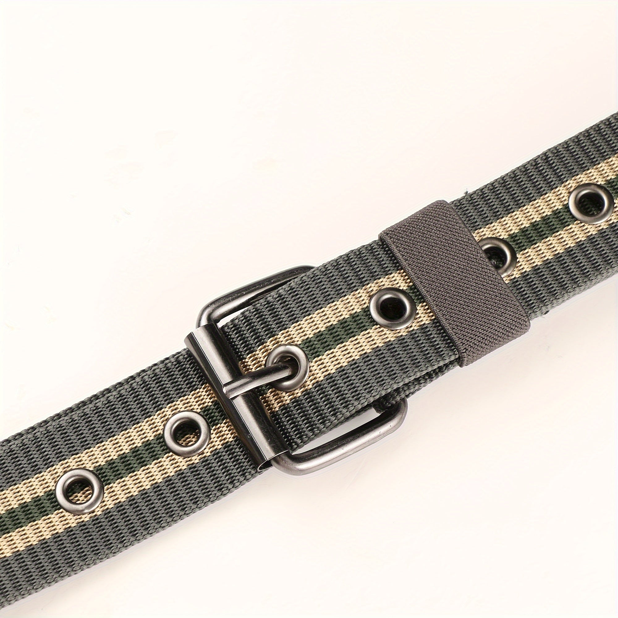 Striped Pattern Square Buckle Casual Belt For Daily Life Nylon Canvas