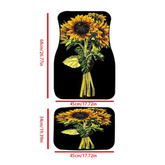 4pcs Sunflower Bouquet Car Floor Mat All-weather Car Protector