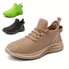 Men's Casual Lace Up Woven Sneakers Comfy Breathable Shock Absorption