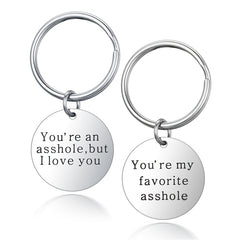 Stainless Steel Couple Keychain Men Women