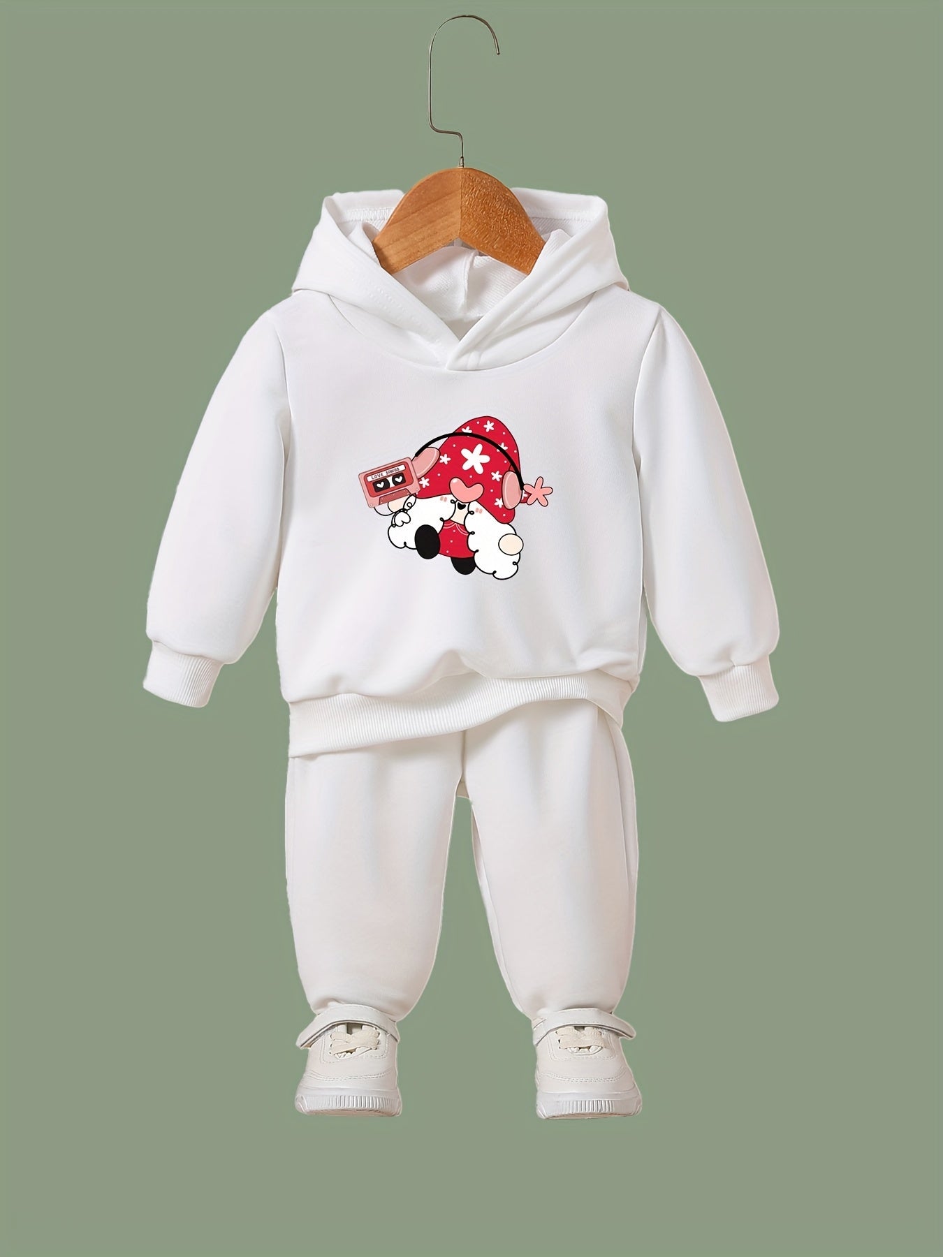 OERYUI 2pcs Santa Gnome Print Hoodies Pants Set For Girls Boys