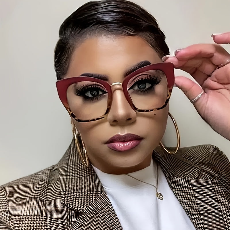 Cat Eye Glasses Clear Lens Women Men's Light Blocking Large Frame Optical Unisex