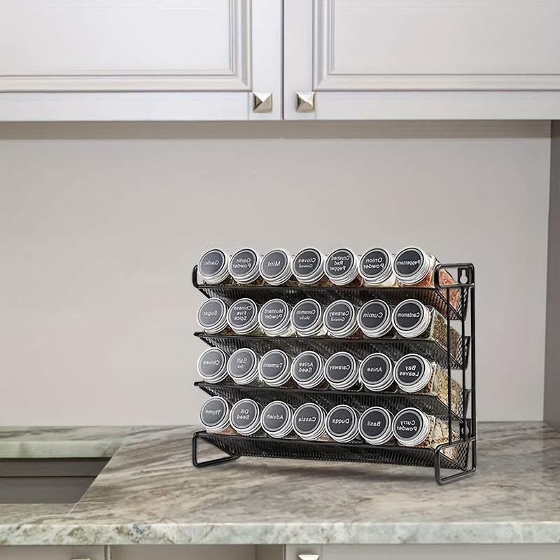 4 Tier Spice Rack Organizer with 28 Jars and 432 Labels