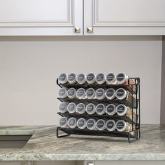 4 Tier Spice Rack Organizer with 28 Jars and 432 Labels