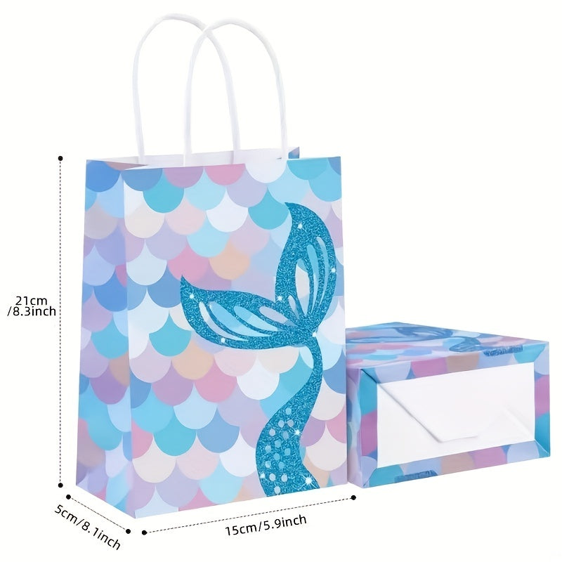 5pcs Mermaid Theme Party Gift Bags - Candy Craft Paper Bags