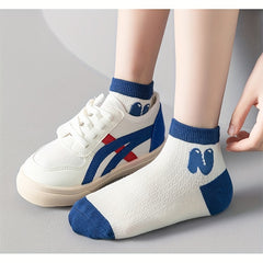 5pcs Boys Kids Cotton Breathable Striped Ankle Socks For Spring