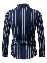 Stripe Pattern Men's Long Sleeve Shirt For Summer Autumn