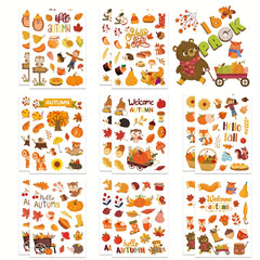 16 Sheets Autumn Leaf Sticker Maple Leaf Thanksgiving Party Decoration Stickers