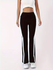 High Waist Flared Yoga Pants Contrast Bell Bottom Pants Women's Activewear