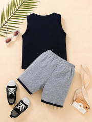 Boys Dinosaur Print Tank Top & Shorts Set