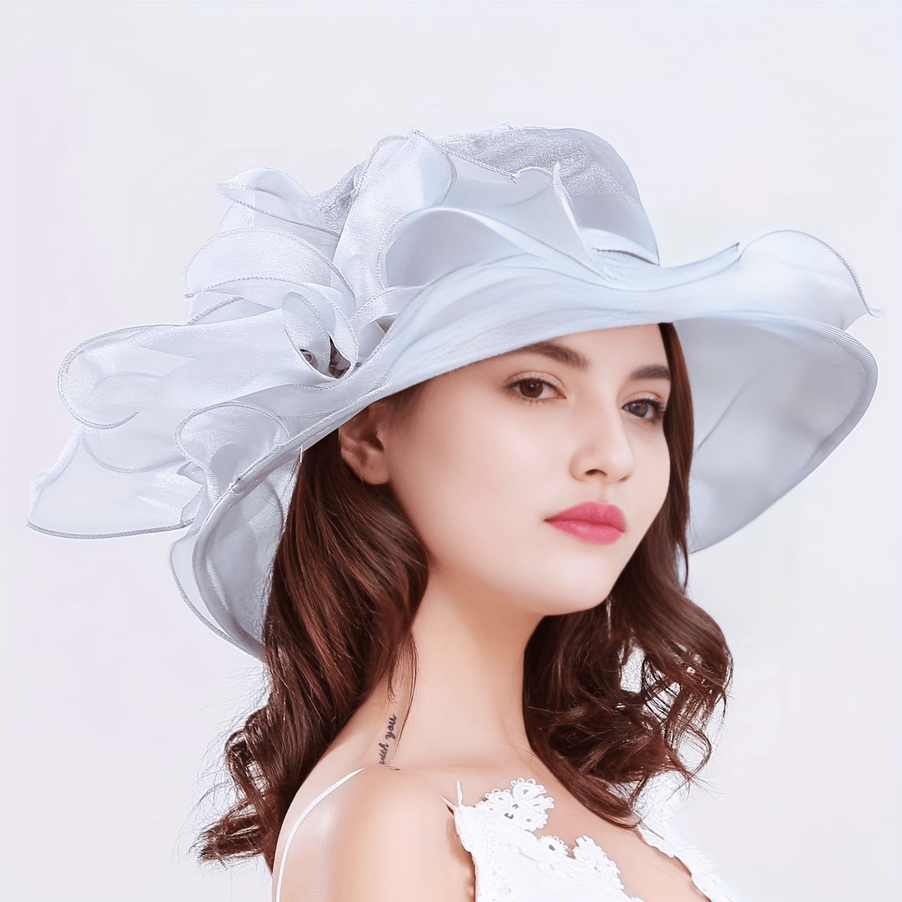 Big Flower Derby Hat Organza Sun Hat Women Church Hat For Wedding