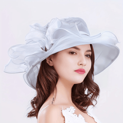 Big Flower Derby Hat Organza Sun Hat Women Church Hat For Wedding
