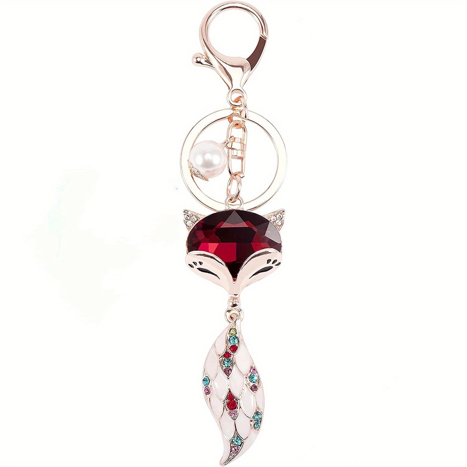 Sparkling Fox Keychain Rhinestone Animal Key Ring Purse Bag Backpack Car Key Cha