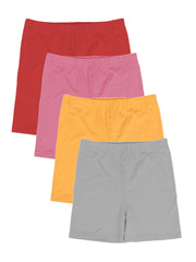 4 Pack Girls Bike Shorts High Stretch Dance Under Dress Colorful Kids Shorts