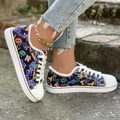 Women's Letter Graphic Canvas Lace-Up Sneakers