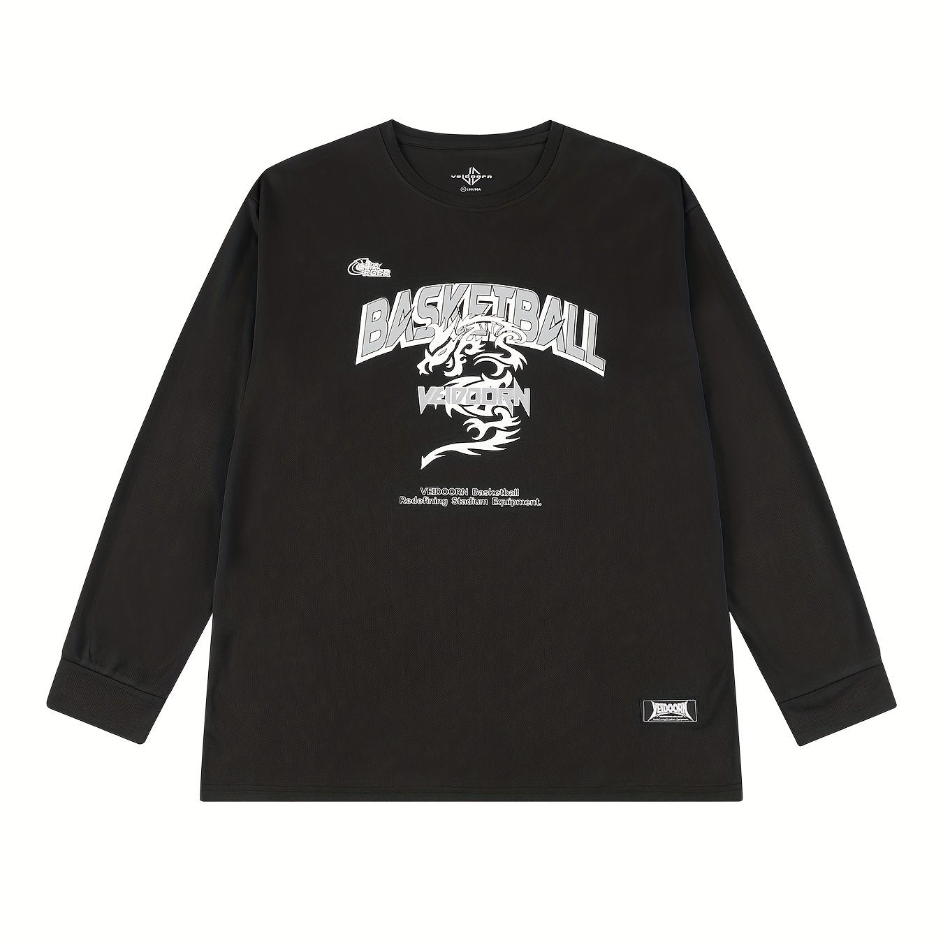 Veidorn Creative Letter Print Men's Long Sleeve Active Tee