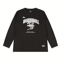 Veidorn Creative Letter Print Men's Long Sleeve Active Tee