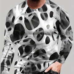 3D Pattern Print Men's Crew Neck Long Sleejsons Shirt
