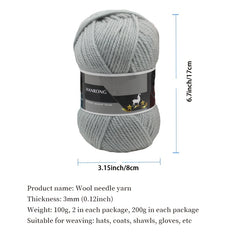 Soft Wool Yarn for Crocheting & Knitting, 60% Wool, 40% Polyester, 100g