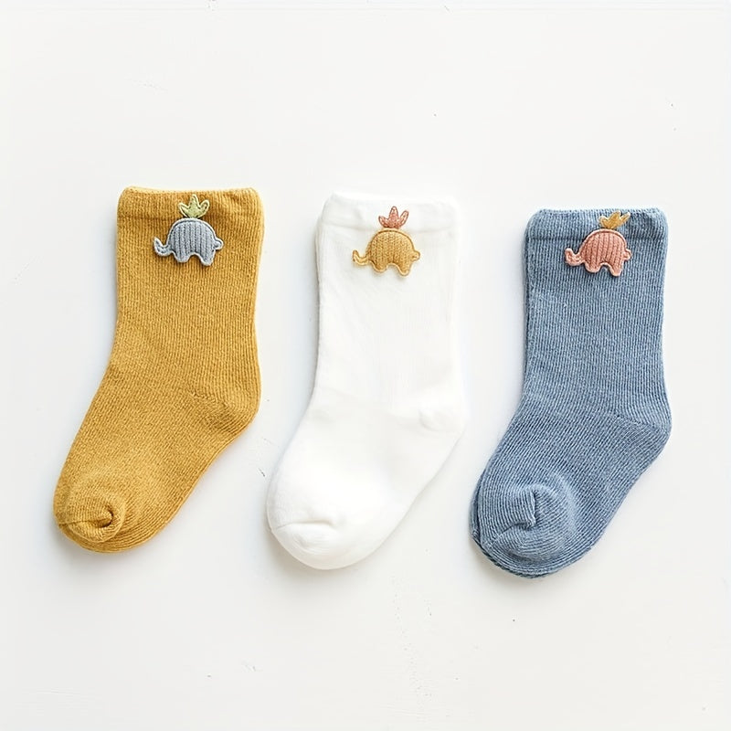 3 Pairs Cartoon Elephant Cloud Socks for Baby Girls Boys
