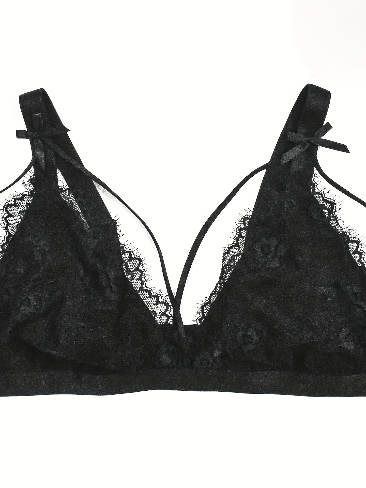 Plus Size Sexy Bra Women's Plus Lace Bow Wireless Bralette