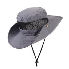 Summer Hollow Men's Windproof Bucket Hat Outdoor Sunshade Breathable Mesh