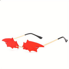 Y2K Bat Sunglasses Rimless Metal Eyeglasses Women Men