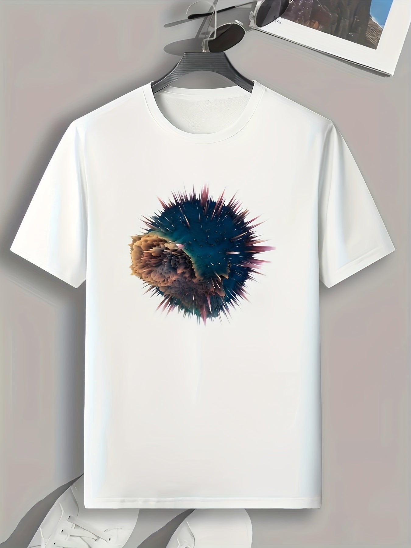 Sea Urchin Print Men's Graphic Tee for Summer